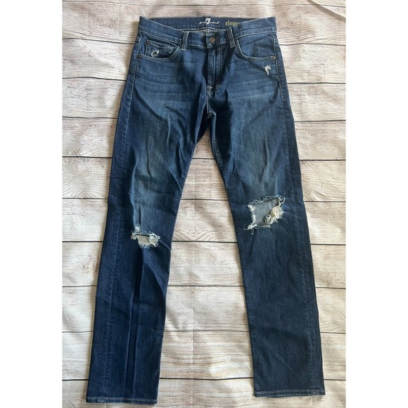 7 for all Mankind Men's Slimmy Jeans Distressed Size 30 - Picture 1 of 8